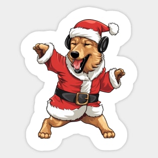 Cartoon Christmas German Shepherd Dog Dancing Sticker